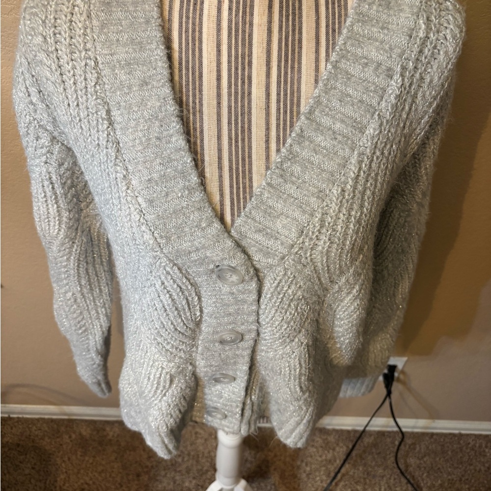 Universal Thread Cardigan Medium Silver Gray Lure… - image 2